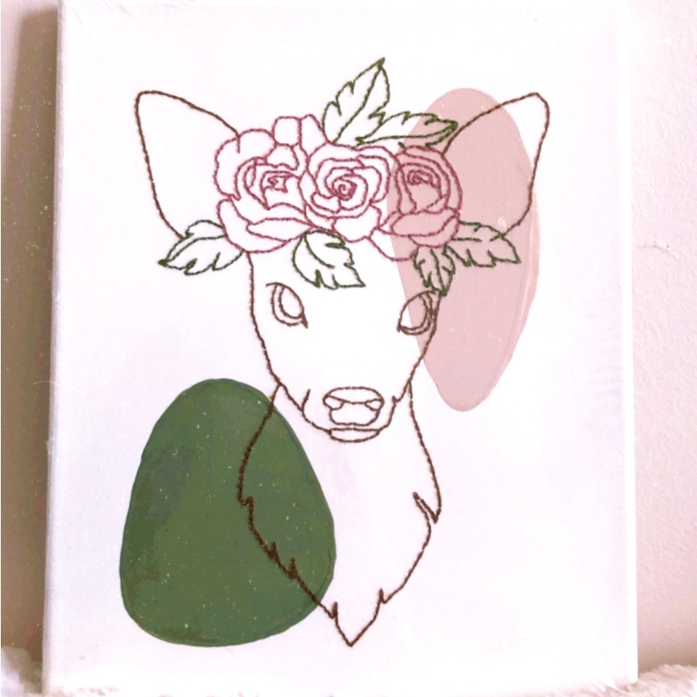 Deer Line Art on Canvas